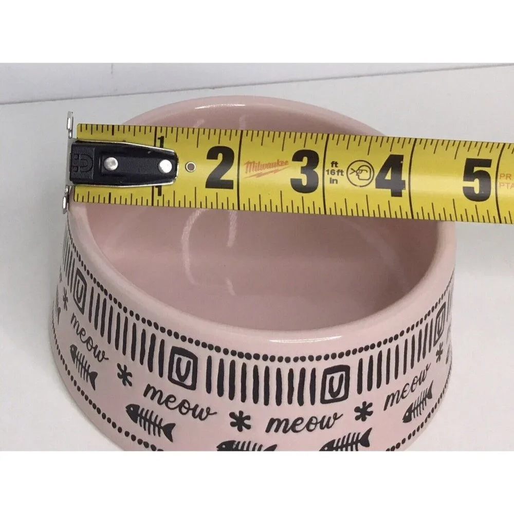 MEOW Pet Bowl 4.5 X 2” PINK Food Water Cat Kitty Signature Stoneware New
